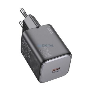 Încărcător de rețea HOCO SPINNER cu priză Type-C (20W, încărcător rapid PD 3.0) NEGRU