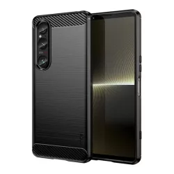   HUSĂ! - Protector de telefon din silicon MOFI (rezistenta la impact, colt cu perna de aer, periat, model carbon) NEGRU Sony Xperia 1 VI