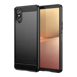   HUSĂ! - Protector de telefon din silicon MOFI (rezistenta la impact, colt cu perna de aer, periat, model carbon) NEGRU Sony Xperia 10 VI