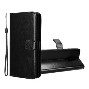HUSĂ! - Carcasa in picioare, efect piele (FLIP, deschidere laterala, suport de masa + curea de mana) NEGRU Tecno Spark 10 Pro