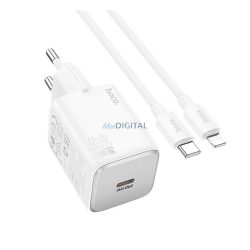   HOCO SPINNER încărcător de rețea cu priză Type-C (20W, încărcător rapid PD 3.0 + cablu Lightning) ALB