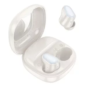 Căști bluetooth HOCO FUN STEREO (v5.3, TWS, microfon + carcasă de încărcare) ALBE