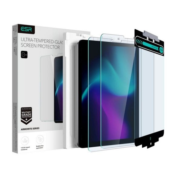 ESR ARMORITE sticla protectoare ecran 2buc (2.5D, 9H + cadru auxiliar) TRANSPARENT Apple IPAD Pro 11 (2022), IPAD Pro 11 (2020), IPAD Air 2022