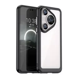  HUSĂ! - Protectie telefon din plastic (cadru silicon, rezistenta la impact, spate transparent) NEGRU Huawei Pura 70 Pro