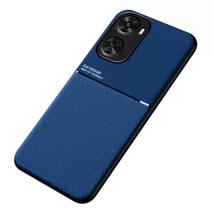 HUSĂ! - Protectie din plastic pentru telefon (cadru silicon, rezistenta la impact, magnetic, spate cu efect piele, dungi) ALBASTRU INCHIS Huawei Nova 12 SE