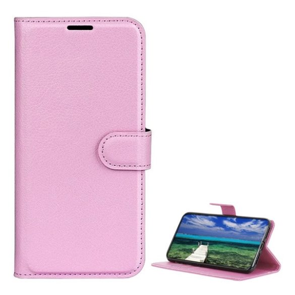 Carcasa in picioare, efect piele (FLIP, deschidere laterala, suport desktop, premium) MAGENTA Realme 12 Plus