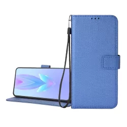   HUSĂ! - Carcasă în picioare, efect piele (FLIP, deschidere laterală, suport de masă, romb + curea de mână) ALBASTRU ÎNCHIS Honor 200 Pro