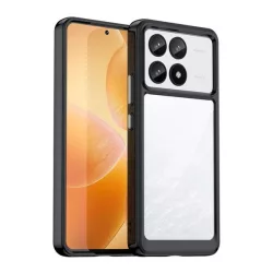   HUSĂ! - Protectie din plastic pentru telefon (cadru silicon, rezistenta la impact, spate transparent) NEGRU Xiaomi Poco F6 Pro