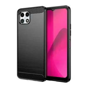 HUSĂ! - Protector de telefon din silicon (rezistenta la impact, colt cu perna de aer, periat, model carbon) BLACK T Phone 2 5G