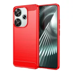   HUSĂ! - Protector de telefon din silicon (rezistenta la impact, colt cu perna de aer, periat, model carbon) RED Xiaomi Poco F6