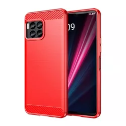   HUSĂ! - Protector de telefon din silicon (rezistenta la impact, colt cu perna de aer, periat, model carbon) RED T Phone 2 Pro 5G