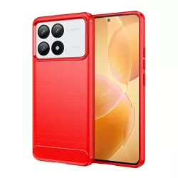   HUSĂ! - Protector de telefon din silicon (rezistenta la impact, colt cu perna de aer, periat, model carbon) RED Xiaomi Poco F6 Pro