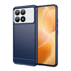   HUSĂ! - Protector de telefon din silicon (rezistenta la impact, colt cu perna de aer, periat, model carbon) ALBASTRU INCHIS Xiaomi Poco F6 Pro