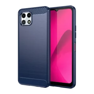 HUSĂ! - Protector de telefon din silicon (rezistenta la impact, colt cu perna de aer, periat, model carbon) BLUE INCHIS T Phone 2 5G