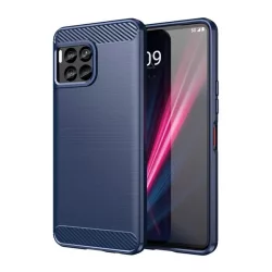   HUSĂ! - Protector de telefon din silicon (rezistenta la impact, colt cu perna de aer, periat, model carbon) BLUE INCHIS T Phone 2 Pro 5G