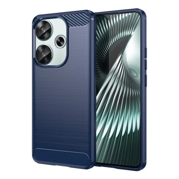 Protector de telefon din silicon (rezistenta la impact, colt cu perna de aer, periat, model carbon) ALBASTRU INCHIS Xiaomi Poco F6