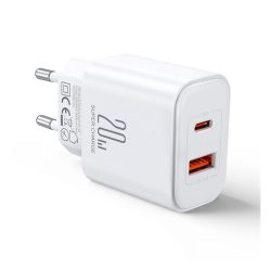   JOYROOM TCF05 încărcător de rețea USB+priză de tip C (20W, încărcător rapid PD 3.0) ALB