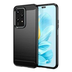   HUSĂ! - Protector de telefon din silicon (rezistenta la impact, colt cu perna de aer, periat, model carbon) NEGRU Honor 200 Lite