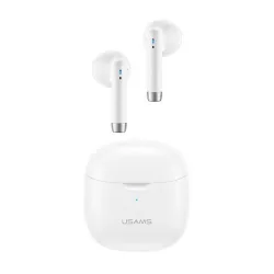  Căști bluetooth USAMS ID25 STEREO (v5.3, TWS, filtru de zgomot + carcasă de încărcare) ALBE