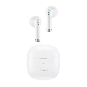 Căști bluetooth USAMS ID25 STEREO (v5.3, TWS, filtru de zgomot + carcasă de încărcare) ALBE