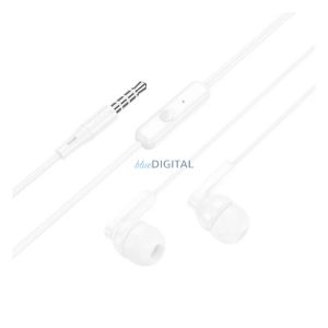 HOCO BRIGHT Căști stereo (mufă de 3,5 mm, microfon, buton de înregistrare) ALB