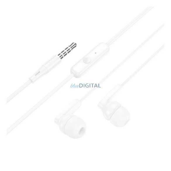 HOCO BRIGHT Căști stereo (mufă de 3,5 mm, microfon, buton de înregistrare) ALB