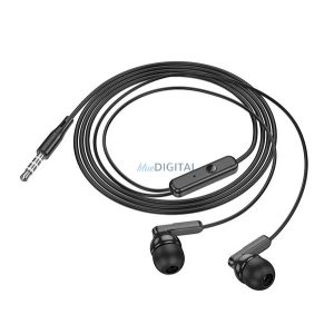 HOCO BRIGHT Căști stereo (mufă de 3,5 mm, microfon, buton de înregistrare) NEGRU