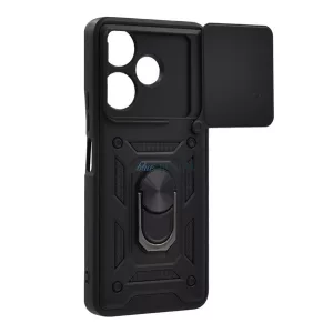 HUSĂ! - Protector de telefon din plastic Defender (rezistenta la impact, interior din silicon, inel de retinere, protectie camera) NEGRU Xiaomi Redmi 13