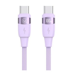 Cablu de date USAMS U85 (Type-C - Type-C, 100W, încărcător rapid PD, 120cm, șiretul pantofilor) PURPLE