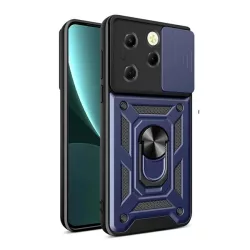   HUSĂ! - Protector de telefon din plastic Defender (rezistenta la impact, interior din silicon, inel de sustinere, protectie camera) ALBASTRU INCHIS Infinix Hot 40 Pro