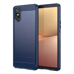   HUSĂ! - Protectie din silicon pentru telefon (rezistenta la impact, colt cu perna de aer, periat, model carbon) ALBASTRU INCHIS Sony Xperia 10 VI
