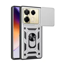   HUSĂ! - Protector de telefon din plastic Defender (rezistență la impact, interior din silicon, inel de reținere, protecție pentru cameră) SILVER Infinix Note 40 Pro 4G (X6850)