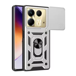   HUSĂ! - Protector de telefon din plastic Defender (rezistență la impact, interior din silicon, inel de reținere, protecție pentru cameră) SILVER Infinix Note 40 (X6853)