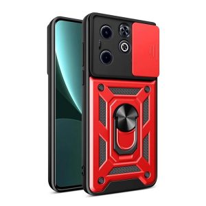 Protector de telefon din plastic Defender (rezistenta la impact, interior din silicon, inel de sustinere, protectie pentru camera) RED Infinix Hot 40i (X6528)