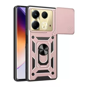 HUSĂ! - Protector de telefon din plastic Defender (rezistenta la impact, interior din silicon, inel de retinere, protectie pentru camera) ROSE GOLD Infinix Note 40 (X6853)
