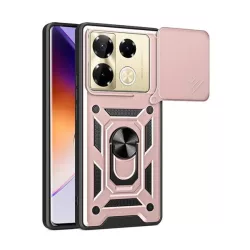   HUSĂ! - Protector de telefon din plastic Defender (rezistență la impact, interior din silicon, inel de reținere, protecție pentru cameră) ROSE GOLD Infinix Note 40 Pro 4G (X6850)