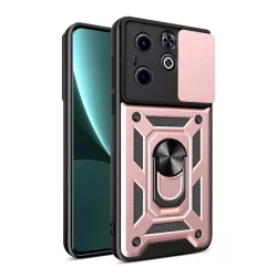   HUSĂ! - Protector de telefon din plastic Defender (rezistenta la impact, interior din silicon, inel de retinere, protectie pentru camera) ROSE GOLD Infinix Hot 40i (X6528)