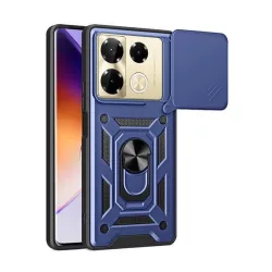   HUSĂ! - Protector de telefon din plastic Defender (rezistență la impact, interior din silicon, inel de reținere, protecție pentru cameră) ALBASTRU ÎNCHIS Infinix Note 40 Pro 4G (X6850)