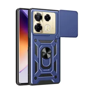 HUSĂ! - Protector de telefon din plastic Defender (rezistență la impact, interior din silicon, inel de reținere, protecție pentru cameră) ALBASTRU ÎNCHIS Infinix Note 40 Pro 4G (X6850)