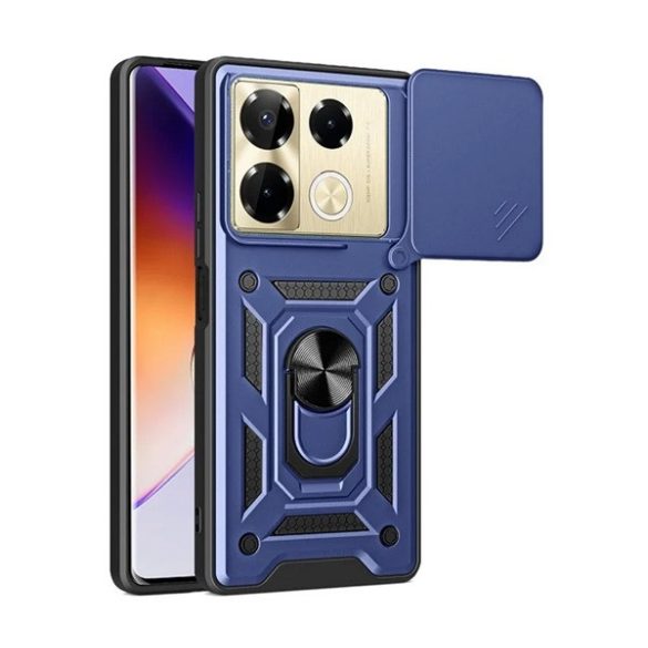 Protector de telefon din plastic Defender (rezistență la impact, interior din silicon, inel de reținere, protecție pentru cameră) ALBASTRU ÎNCHIS Infinix Note 40 Pro 4G (X6850)