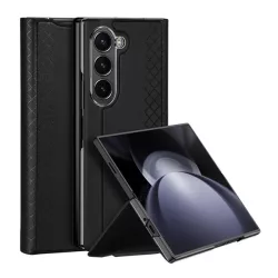   HUSĂ! - Protectie telefon din plastic DUX DUCIS BRIL (rezistenta la impact, spate cu efect piele, suport desktop, romb) NEGRU Samsung Galaxy Z Fold6 5G (SM-F956)
