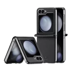   HUSĂ! - Protectie telefon din plastic DUX DUCIS BRIL (rezistenta la impact, spate cu efect piele, romb) NEGRU Samsung Galaxy Z Flip6 5G (SM-F741)