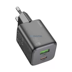   HOCO N41 încărcător de rețea USB + priză Type-C (20W, GaN, încărcător rapid PD 3.0) NEGRU