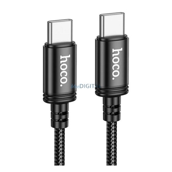 HOCO X91 cablu de date (Tip-C - Tip-C, 3A, 60W, încărcător rapid PD, 300cm, șiret) NEGRU