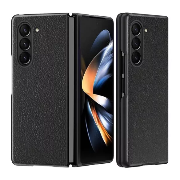 HUSĂ! - Protectie din plastic pentru telefon (acoperire cu efect de piele) NEGRU Samsung Galaxy Z Fold6 5G (SM-F956)