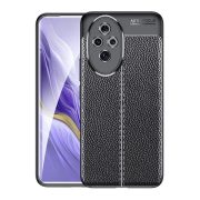   Protector de telefon din silicon (rezistenta la impact, efect piele, model de cusaturi) NEGRU Honor 200
