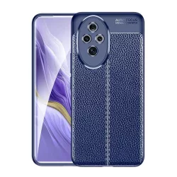   HUSĂ! - Protectie din silicon pentru telefon (rezistenta la impact, efect piele, model de cusaturi) ALBASTRU INCHIS Honor 200 Pro