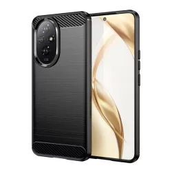   HUSĂ! - Protector de telefon din silicon (rezistenta la impact, colt cu perna de aer, periat, model carbon) NEGRU Honor 200