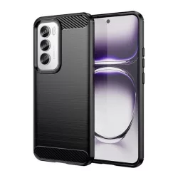   HUSĂ! - Protector de telefon din silicon (rezistenta la impact, colt cu perna de aer, periat, model carbon) NEGRU Oppo Reno 12 Pro 5G