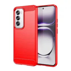   HUSĂ! - Protector de telefon din silicon (rezistenta la impact, colt cu perna de aer, periat, model carbon) RED Oppo Reno 12 Pro 5G